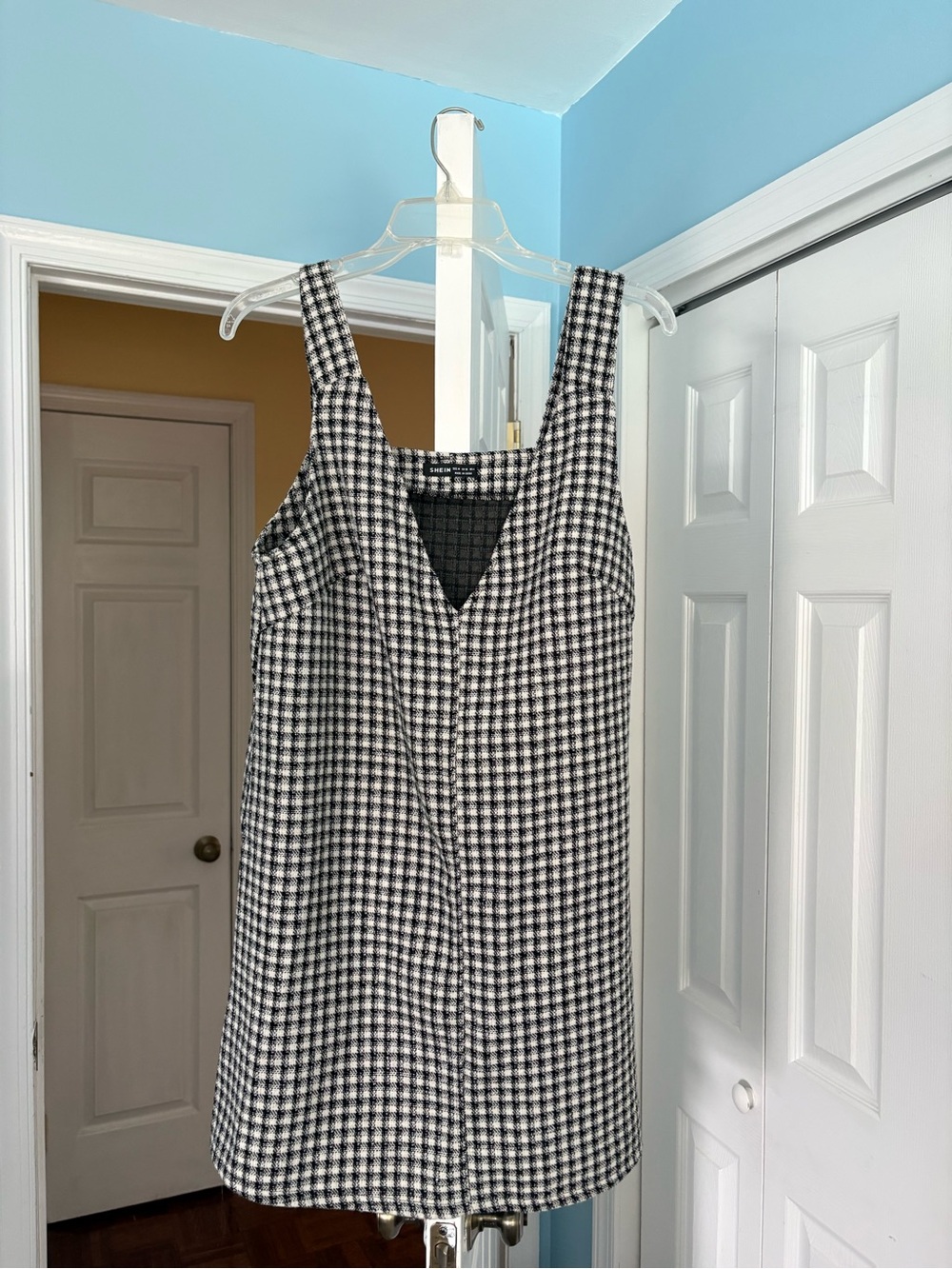 SHEIN Black & White Gingham Tank Mini Dress